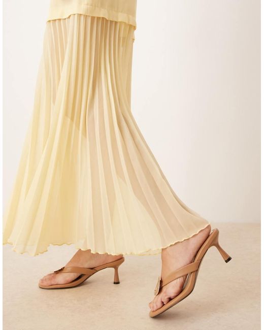 ASOS Natural Dropped Waist Pleated Skirt Cami Midi Dress