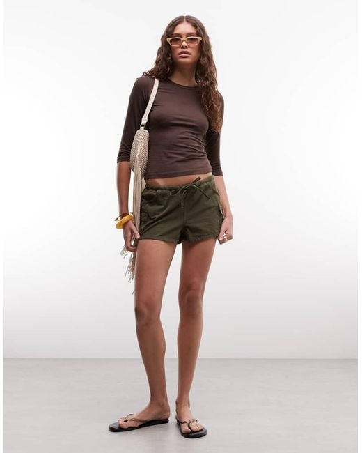 Monki Brown 3/4 Sleeve Top