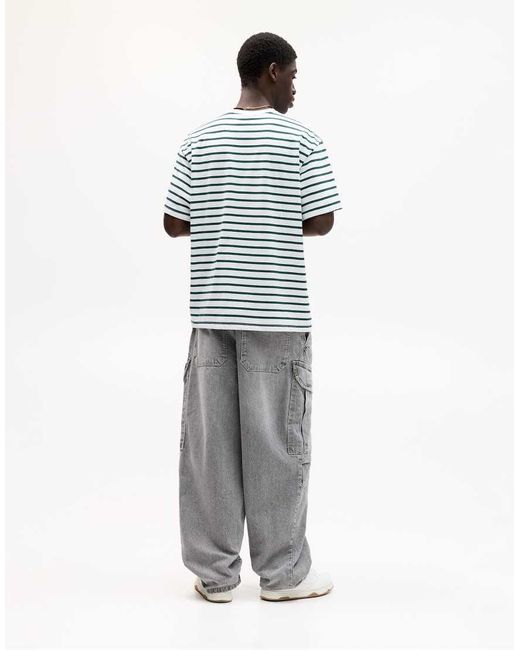 Pull&Bear Gestreept T-Shirt Met Korte Mouwen in het Blue voor heren