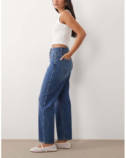 Miss Selfridge Blue Studded Denim Jeans