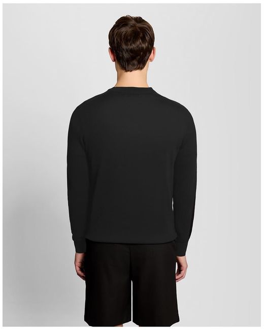 Lyle & Scott Black Tonal Superfine Crew Neck Jumper for men