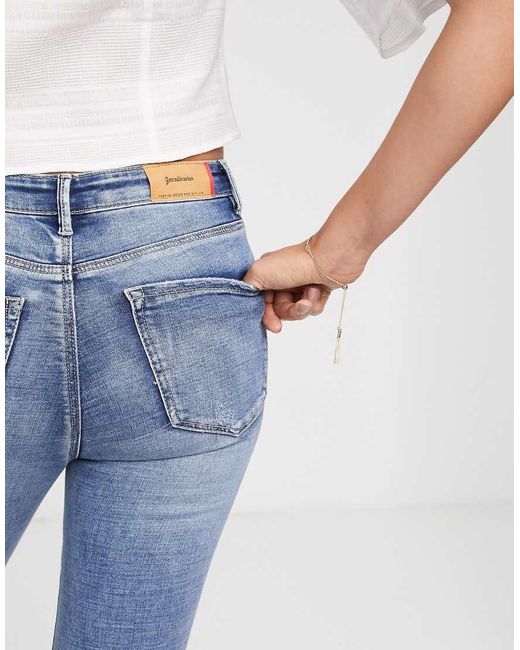 Stradivarius Blue Tall Super High Waist Skinny Jeans