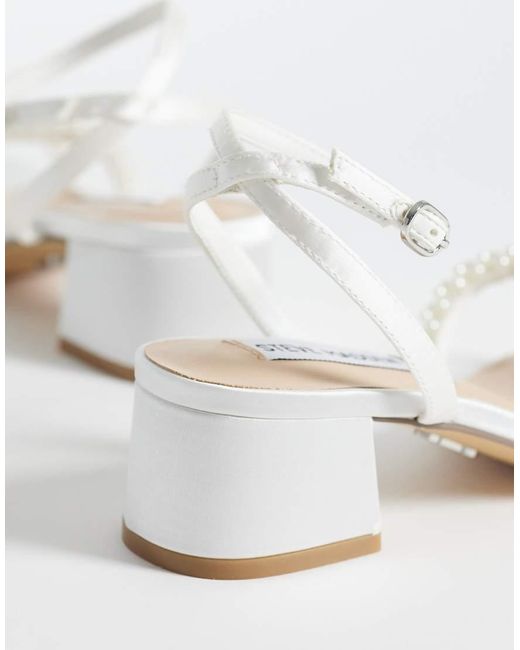 Steve Madden White Gabby-P Block Heeled Sandal With Pearls