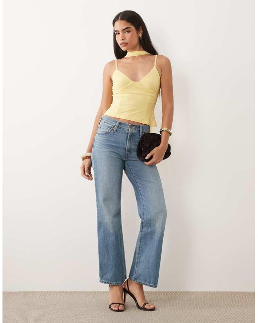 ASOS Yellow Mesh Cami Top With Scarf Detail