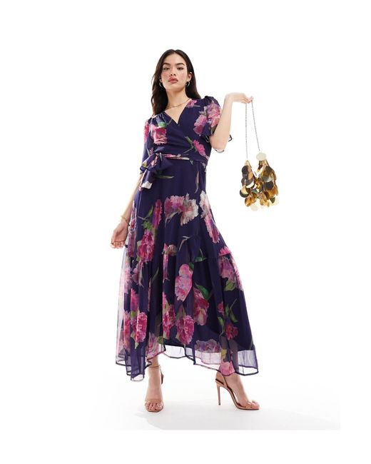 Hope Ivy Ruffle Wrap Maxi Dress in Blue Lyst Canada
