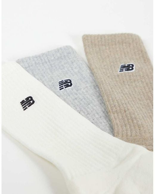 New Balance White Logo Patch Seasonal Crew Socks 3 Pack