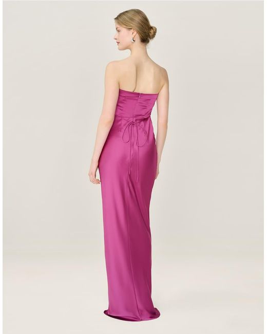 OMNES Pink Dresses Amdra Strapless Satin Maxi Dress