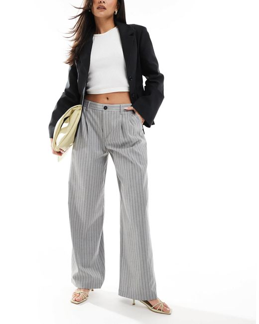 Bershka White Wide Leg Tailored Trousers