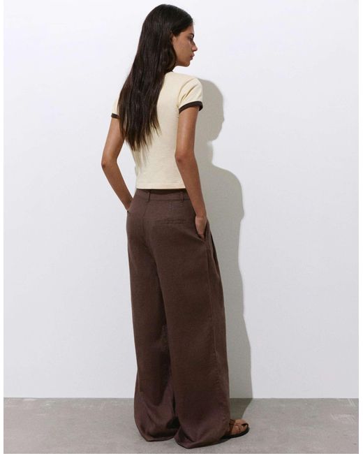Pull&Bear White – leinenhose