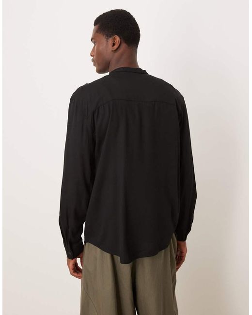 ASOS Black Relaxed Open Neck Shirt for men