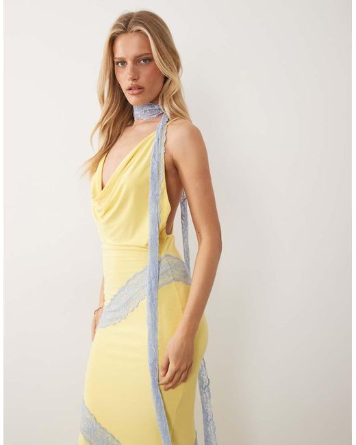 ASOS Metallic Lace Cut About Slinky Maxi Dress With Scarf Detail