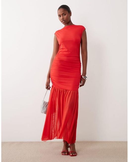 Vila Red High Neck Slinky Maxi Dress