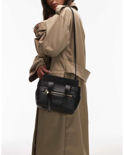 AllSaints Brown Perez Leather Mini Crossbody Bag