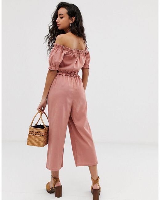 pink bardot jumpsuit
