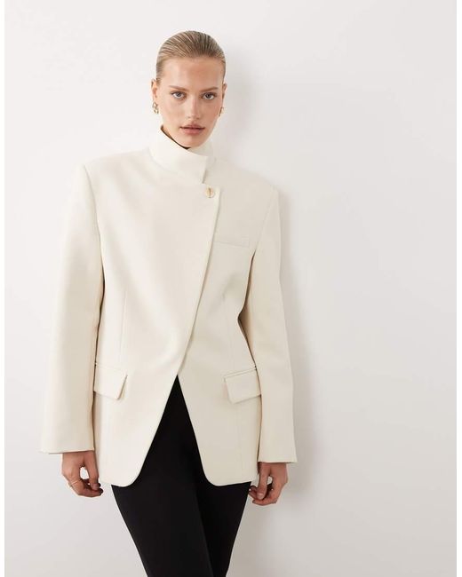 ASOS Natural Funnel Neck Wrap Blazer