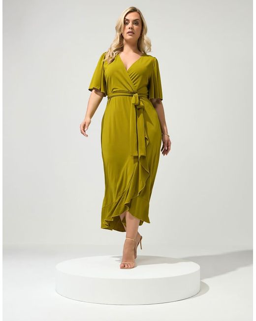 Yours Clothing Green Ruffle Hem Wrap Dress