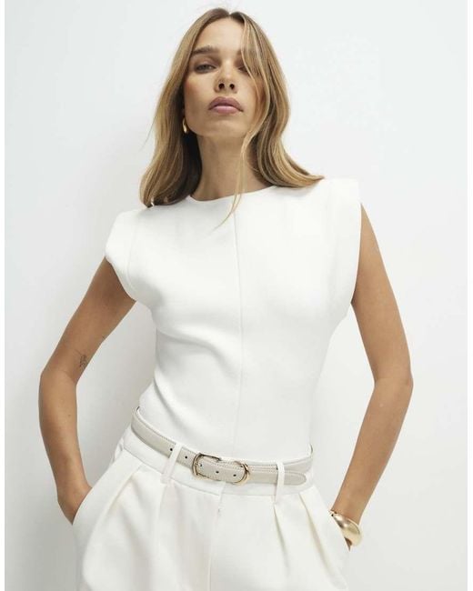 River Island White Fitted Clean Knit Top