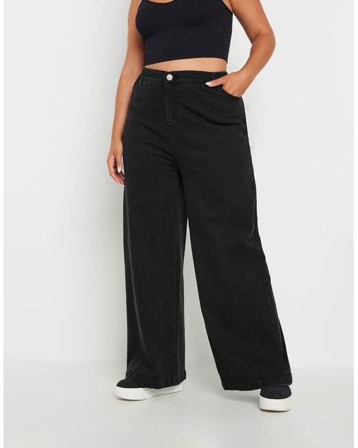 Yours Clothing Black Wide Leg Slouchy Jeans