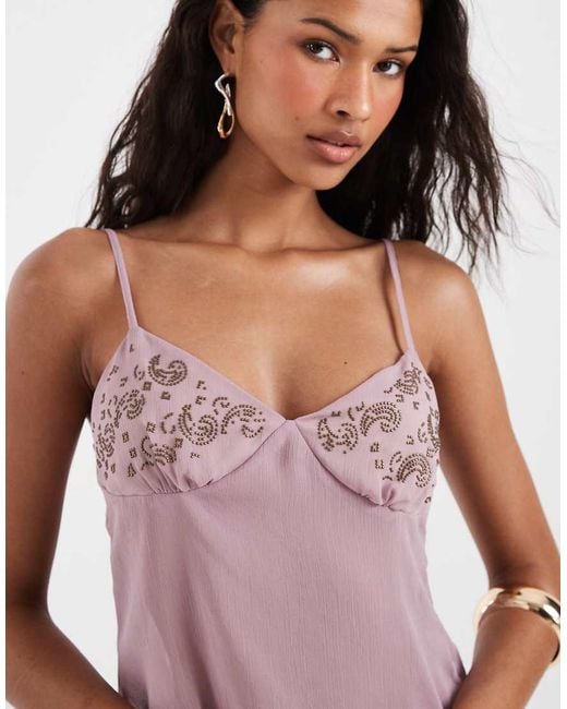 Motel Multicolor Nisara Coma Stud Mesh Cami Top
