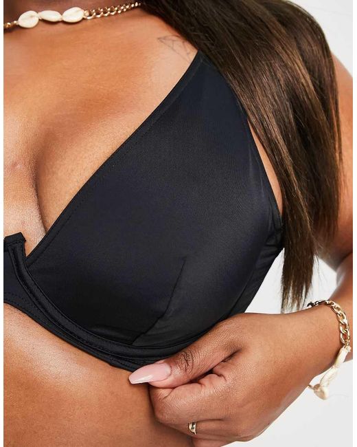 ASOS Black Asos Design Curve Maya Mix And Match Step Front Underwired Bikini Top