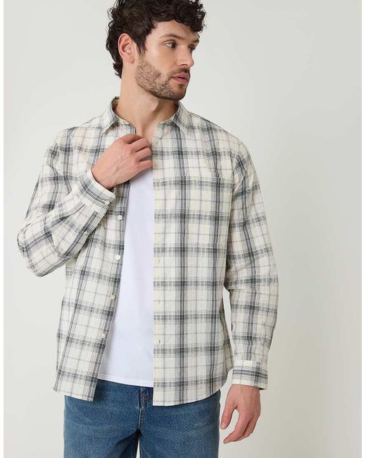 Threadbare Gray Check Cotton Long Sleeve Shirt for men