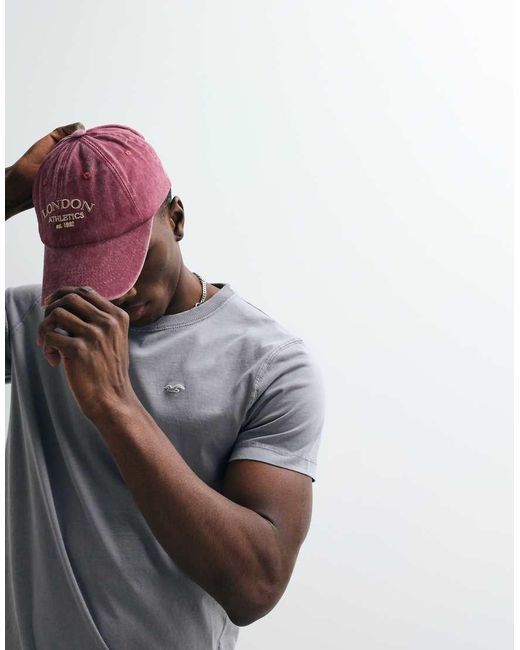 Hollister Pink Slim Fit Icon Logo Crew Neck T-shirt for men
