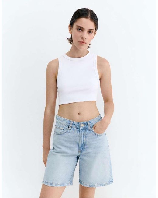 Pull&Bear Denim Bermuda in het Blue