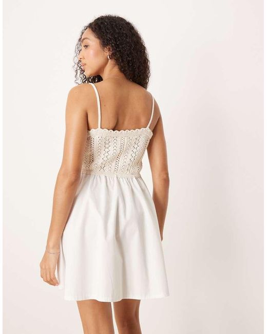 ASOS Natural Knit Poplin Mix Mini Dress