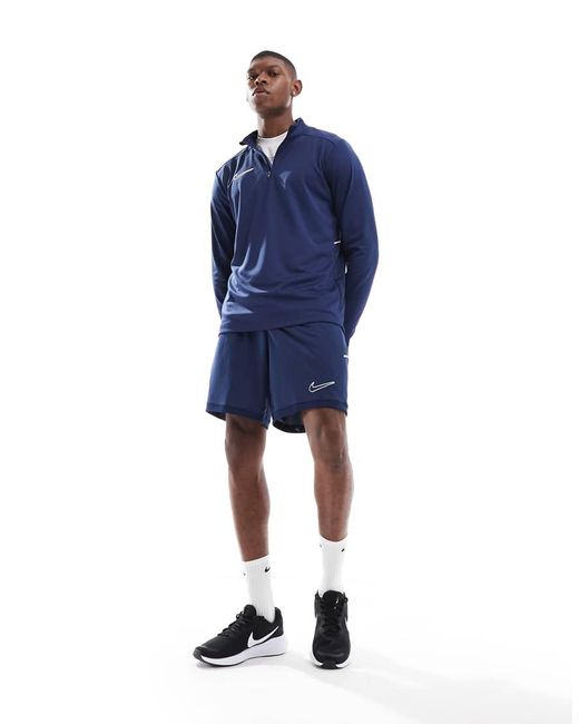 Nike Football Blue Academy 25 Dri-fit Half Zip Long Sleeve Top for men