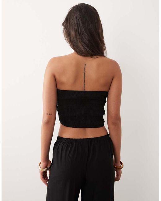 The Frolic Black Exclusive Shirred Bandeau Top