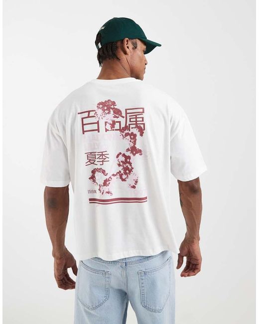 ASOS White Oversized T-shirt With Cherry Blossom Graphic for men