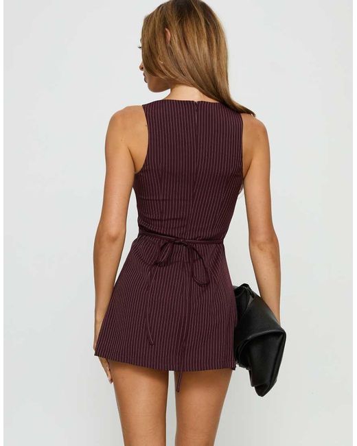 Princess Polly Purple Yumiko Sleeveless Tie Back Detail Playsuit