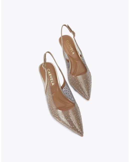 Carvela Kurt Geiger White Lovebird Rhinestone-Embellished Vinyl Slingback Courts