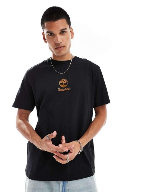Timberland Black Small Central Logo T-Shirt for men