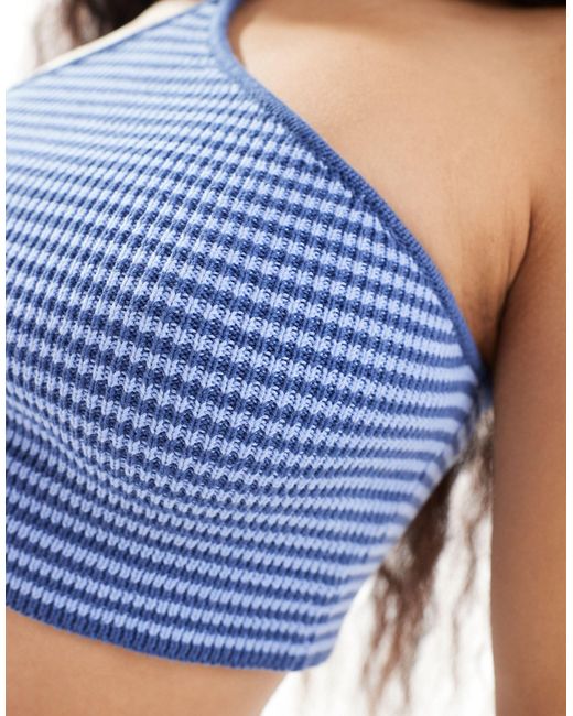 ASOS Blue Asos Design Petite Knitted Halter Neck Top
