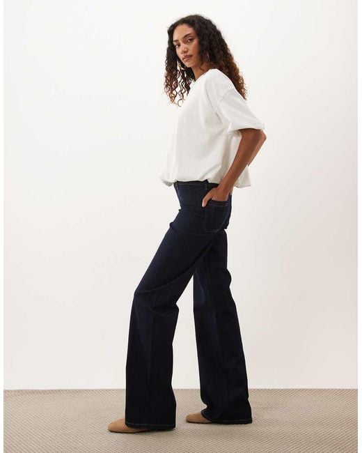 JDY Tall White Vanessa Mid Waist Wide Leg Jeans