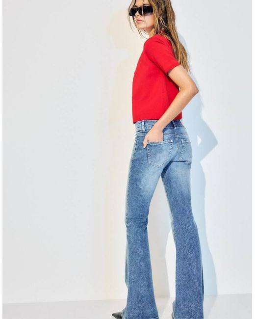 Stradivarius Blue Tall Low-rise Jeans With Seam Pocket