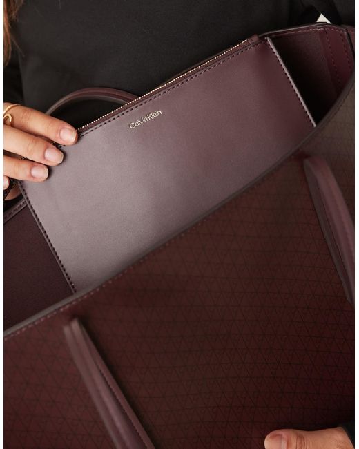Calvin Klein Brown Logo Print Tote Bag