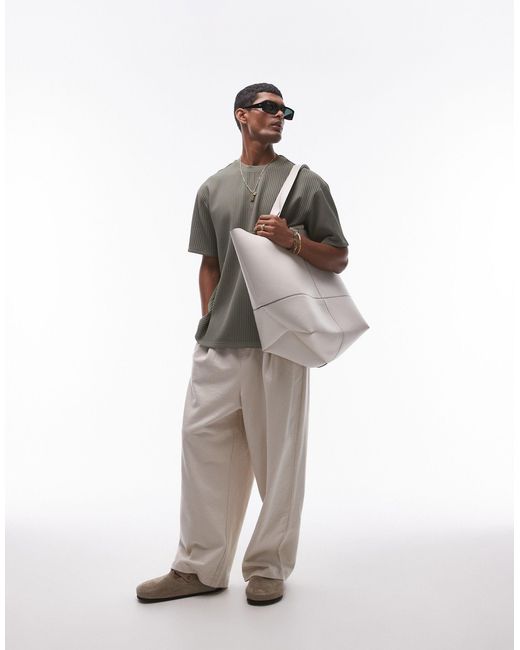 Topman – plissiertes oversize-t-shirt in Gray für Herren