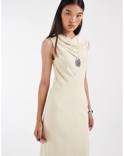 & Other Stories Natural Scarf Neck Midi Dress