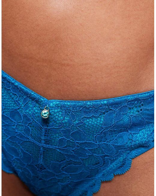 Ann Summers Blue Sexy Lace Contrast Brazilian