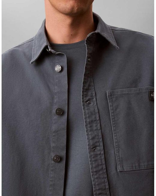 Calvin Klein Gray Canvas Shirt Jacket for men