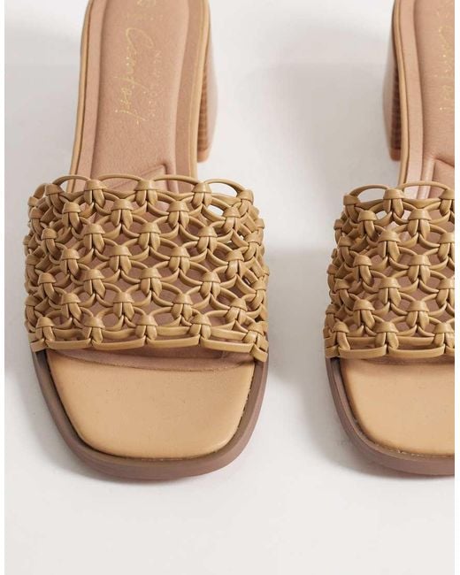New Look Natural Woven Block Heeled Mule