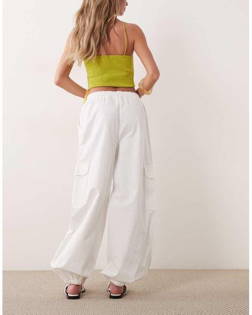 Mango White 100% Cotton Utility jogger