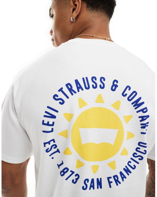 Levi's Blue T-shirt With Central Sunshine Print Logo And Backprint for men