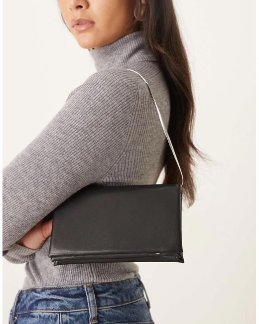 Mango Gray Leather Shoulder Bag