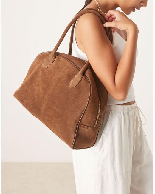 ASOS Brown Suede Bowler Tote Bag
