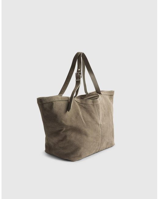 River Island Gray Buckle Handle Suede Shopper Bag