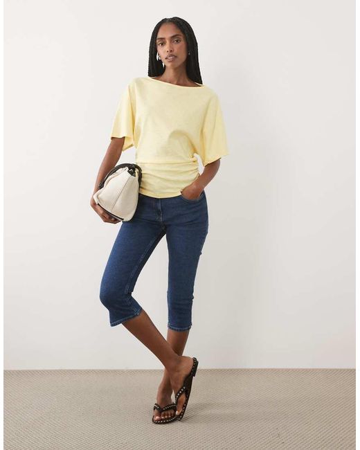 ASOS Natural Off-shoulder With Cinched Waist Top
