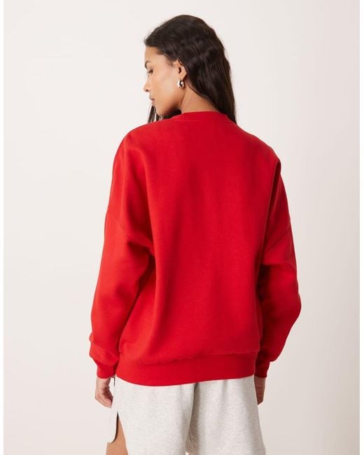 Adidas Originals Red Adidas Sportswear Three Stripes Studios Sweatshirt